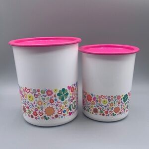 Tupperware Wildflowers Canisters Retro Hippie Inspired Pattern Peace Flowers